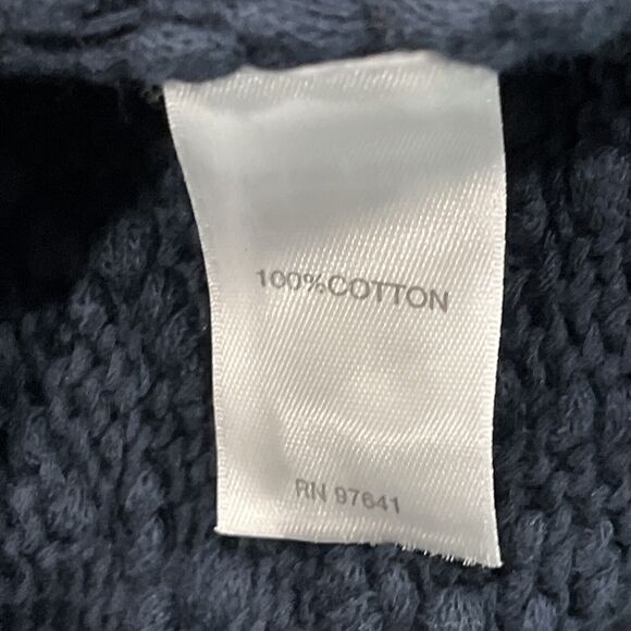 J Jill Womens XL Textured Sweater Navy Blue 100% Cotton Pullover Roll Tab Sleeve - Picture 7 of 8